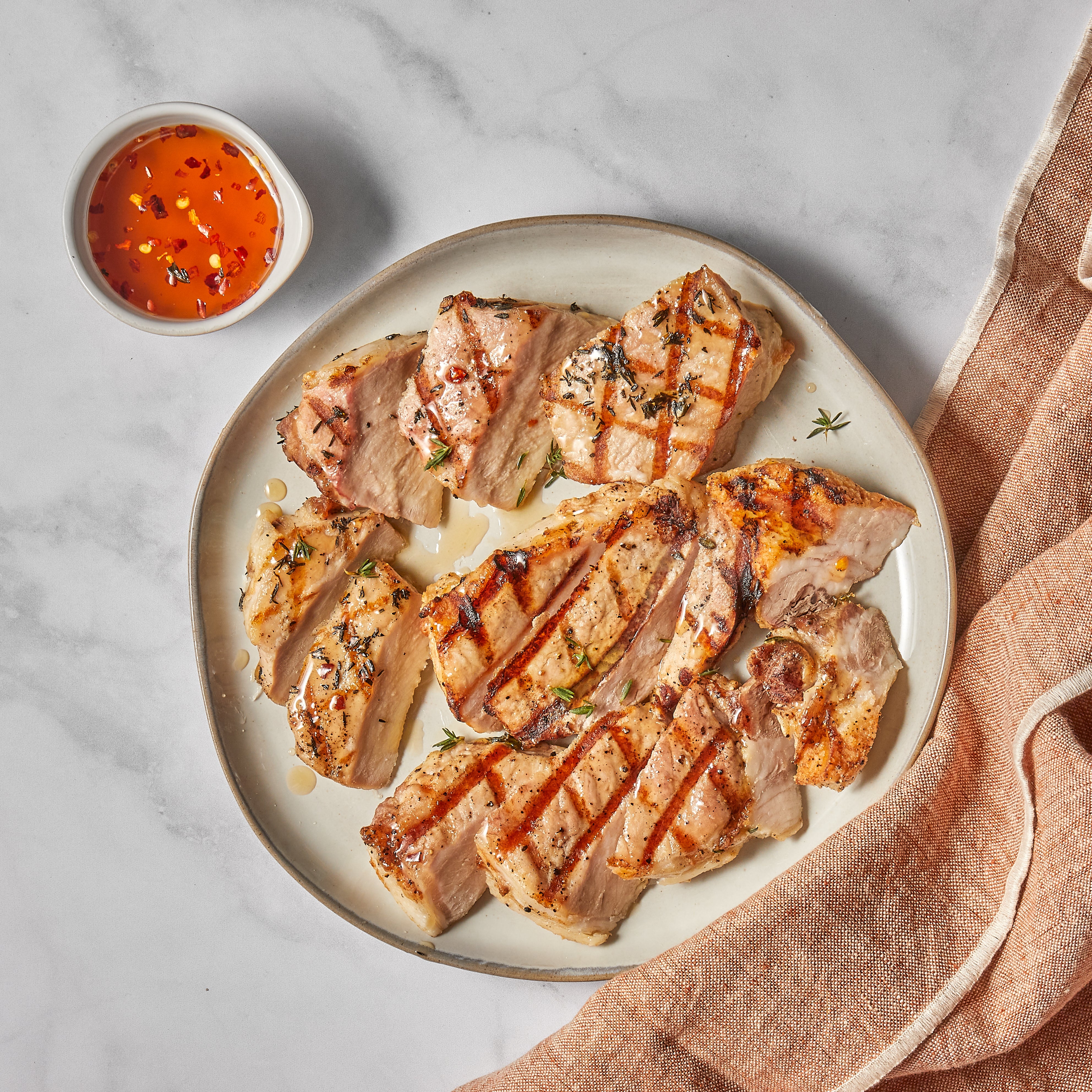 grilled pork chop with hot maple honey glaze (main)