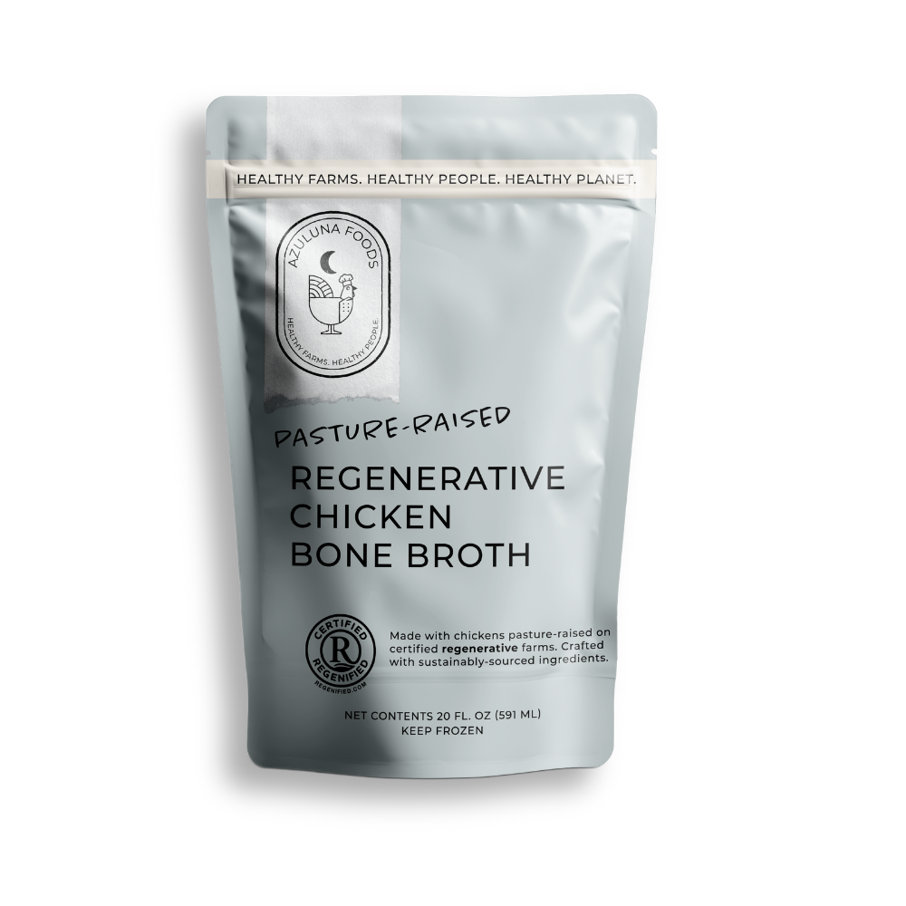 our pasture-raised chicken bone broth, ready-to-eat
